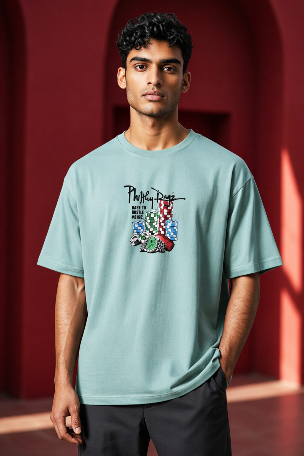Aestra Philly Payz Oversized T-Shirt – Ice Blue Edition