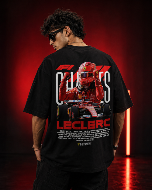 Aestra Charles Leclerc Racing Oversized T-Shirt | F1-Inspired Ferrari Graphic Tee | Unisex Streetwear
