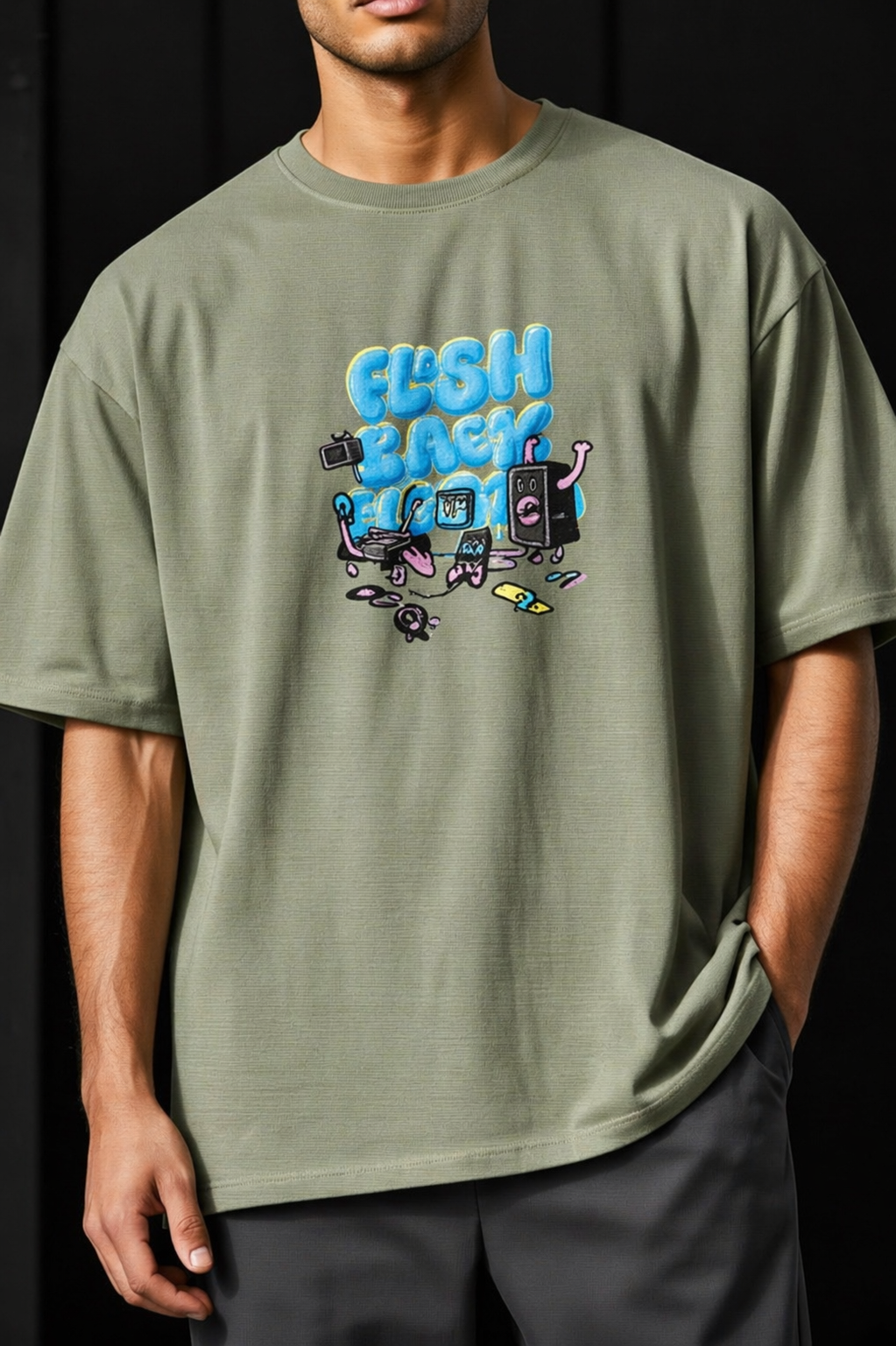 Aestra Fresh Back Music Oversized T-Shirt