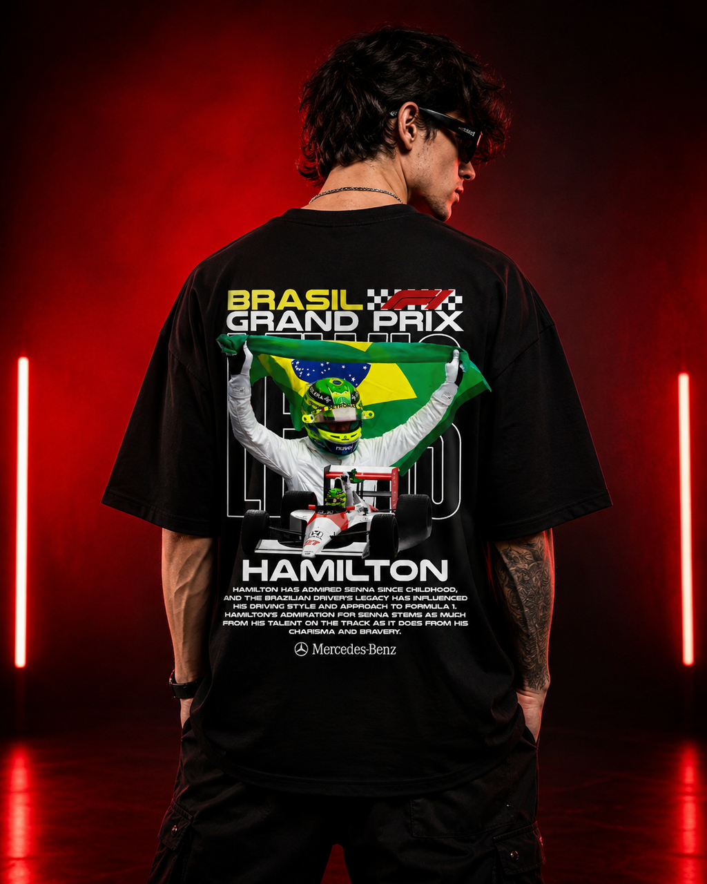 Aestra Brazil Grand Prix Hamilton Oversized T-Shirt | Racing Graphic Streetwear Tee | Unisex Oversized Fit