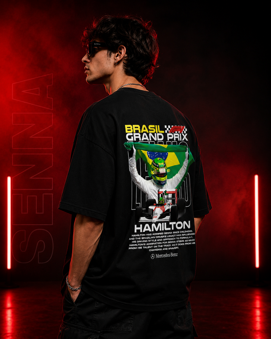 Aestra Brazil Grand Prix Hamilton Oversized T-Shirt | Racing Graphic Streetwear Tee | Unisex Oversized Fit
