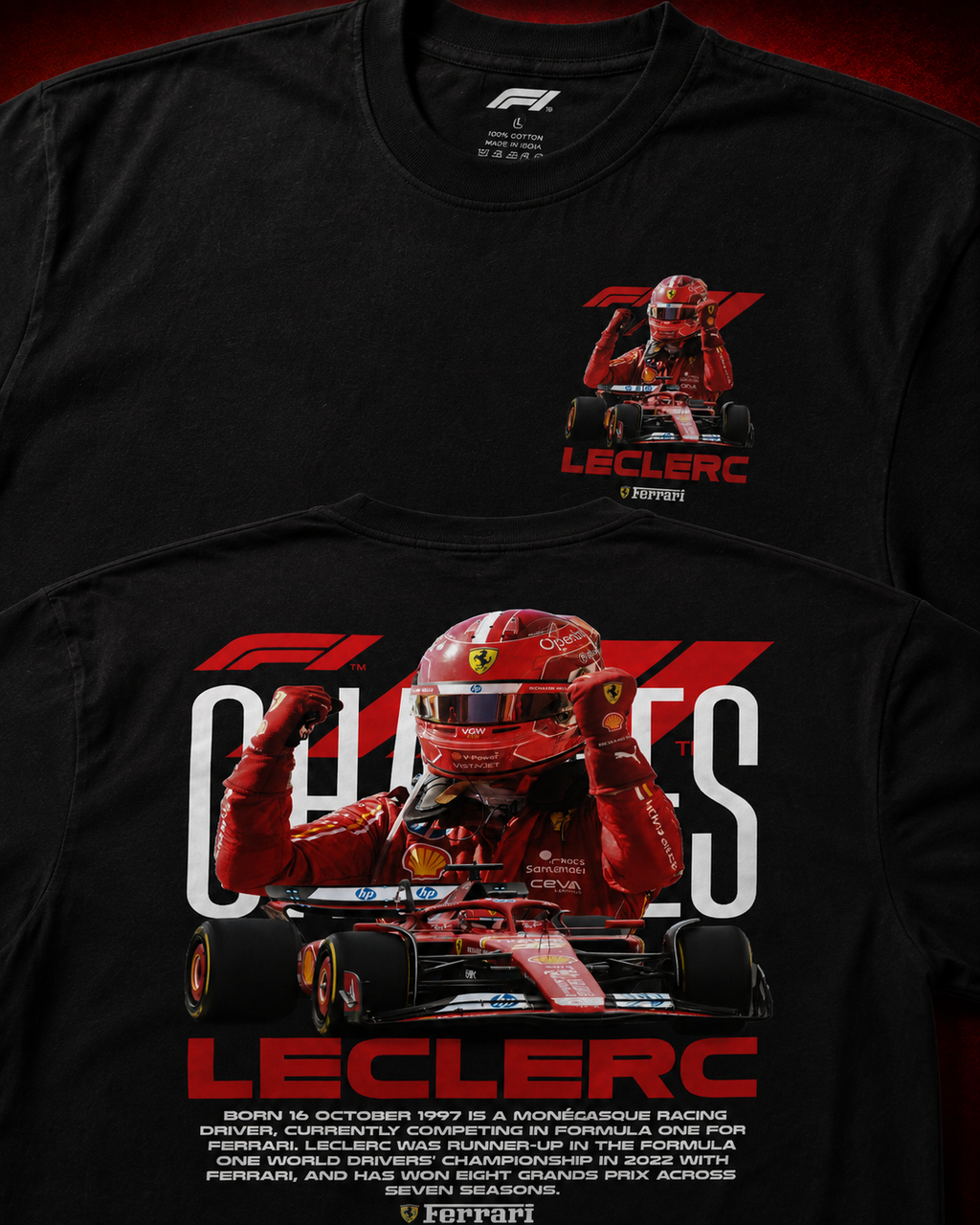 Aestra Charles Leclerc Racing Oversized T-Shirt | F1-Inspired Ferrari Graphic Tee | Unisex Streetwear