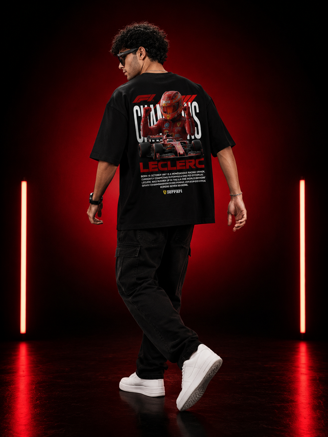 Aestra Charles Leclerc Racing Oversized T-Shirt | F1-Inspired Ferrari Graphic Tee | Unisex Streetwear