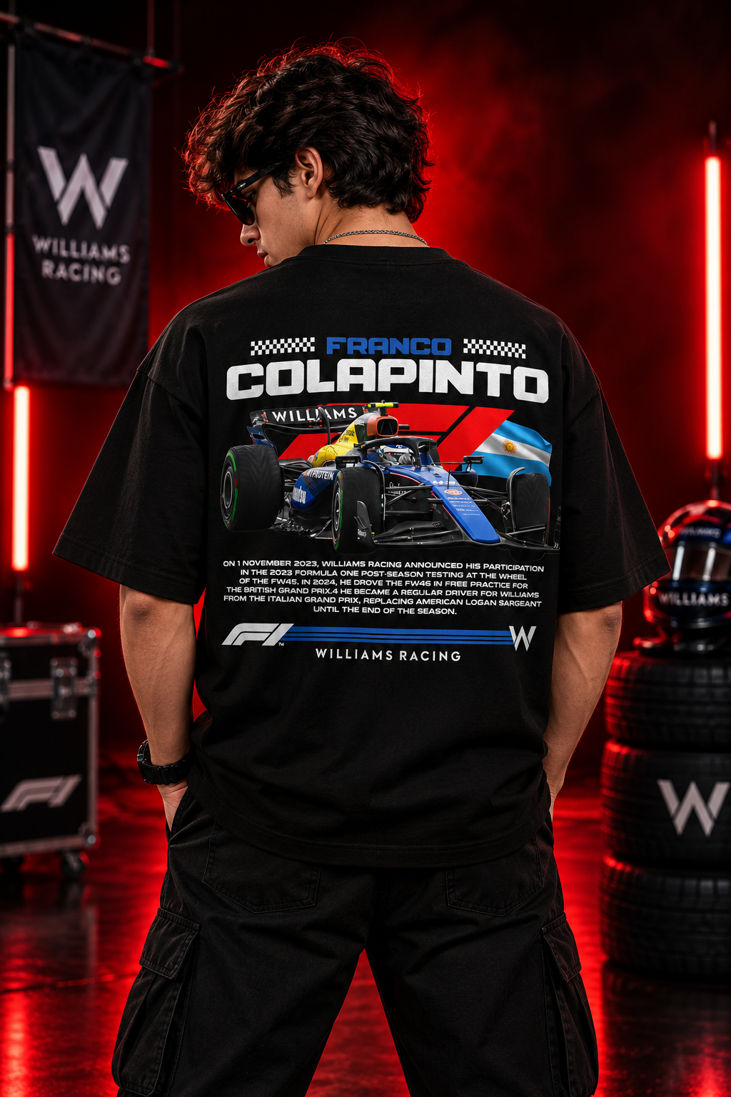 AESTRA Franco Colapinto Racing Oversized T-Shirt | Motorsport Graphic Streetwear | Black Unisex Tee