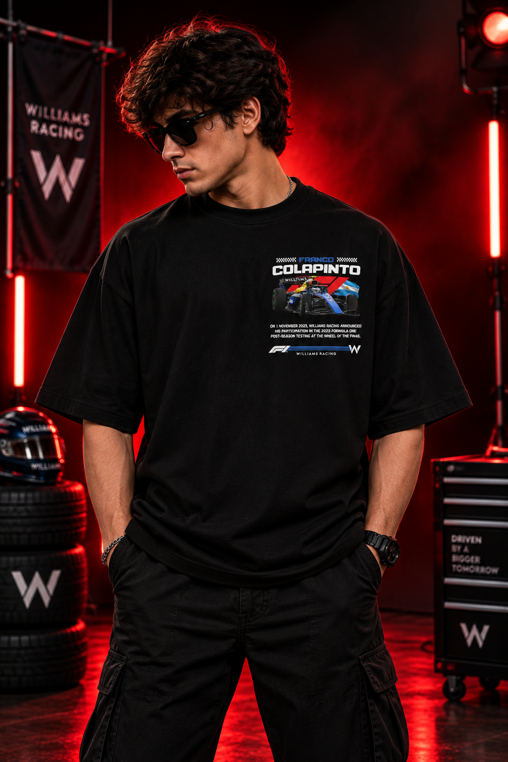 AESTRA Franco Colapinto Racing Oversized T-Shirt | Motorsport Graphic Streetwear | Black Unisex Tee