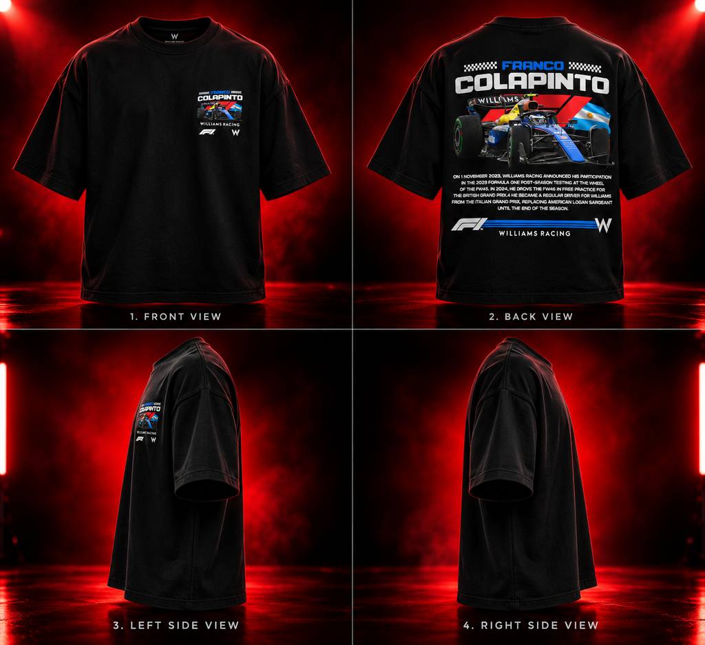 AESTRA Franco Colapinto Racing Oversized T-Shirt | Motorsport Graphic Streetwear | Black Unisex Tee