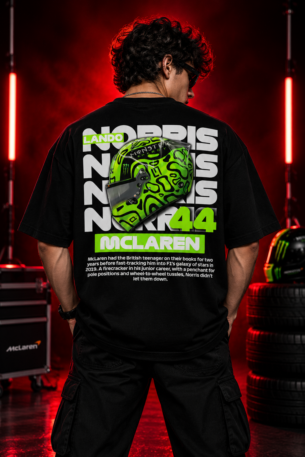 AESTRA Lando Norris Racing Oversized T-Shirt | Motorsport Graphic Streetwear | Black Unisex Tee