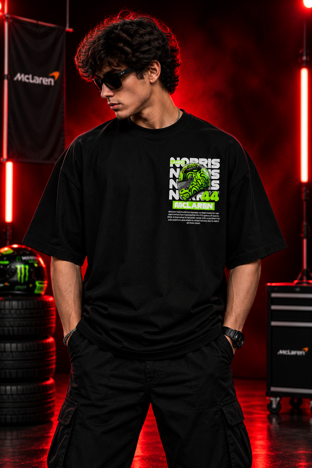 AESTRA Lando Norris Racing Oversized T-Shirt | Motorsport Graphic Streetwear | Black Unisex Tee