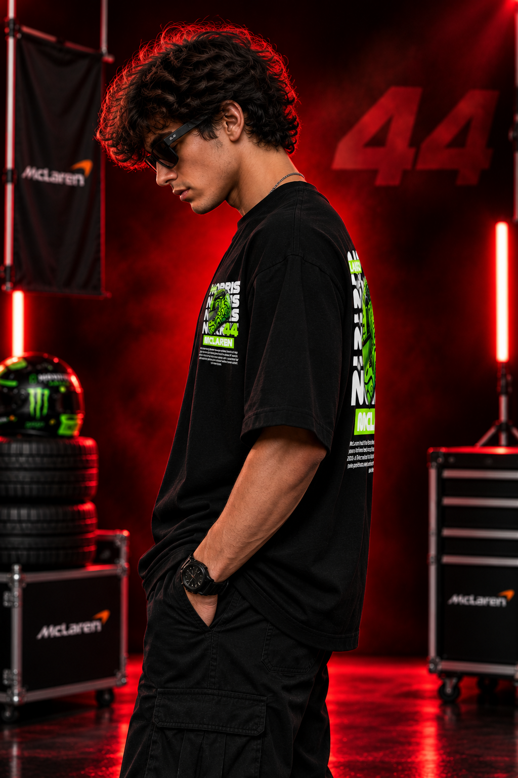AESTRA Lando Norris Racing Oversized T-Shirt | Motorsport Graphic Streetwear | Black Unisex Tee