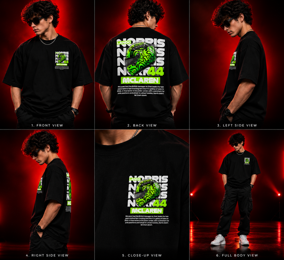 AESTRA Lando Norris Racing Oversized T-Shirt | Motorsport Graphic Streetwear | Black Unisex Tee