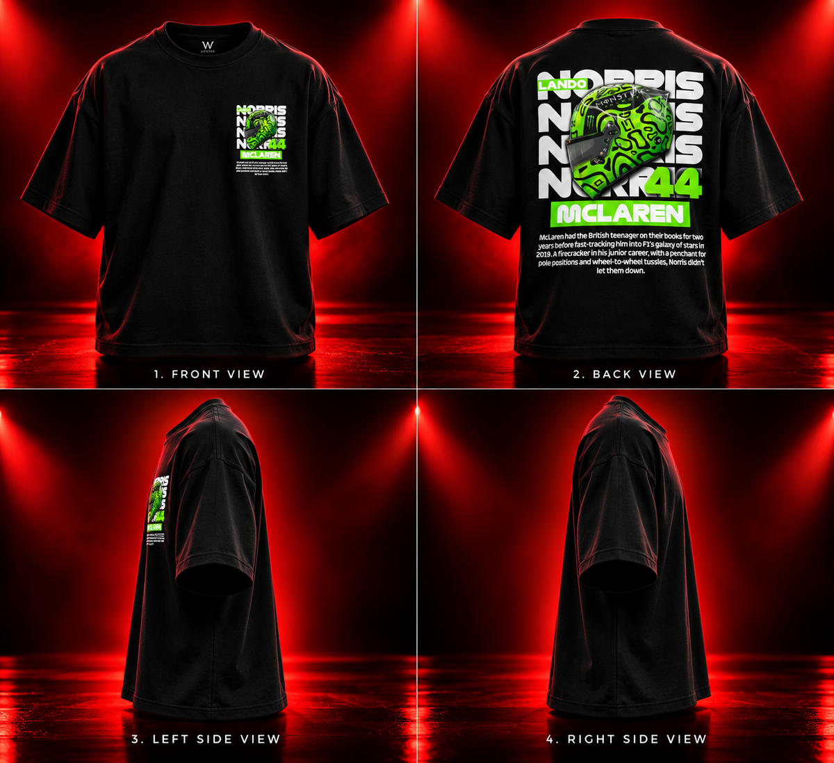 AESTRA Lando Norris Racing Oversized T-Shirt | Motorsport Graphic Streetwear | Black Unisex Tee