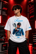 AESTRA Franco Racing Oversized T-Shirt | F2 Motorsport Graphic Tee | White Streetwear
