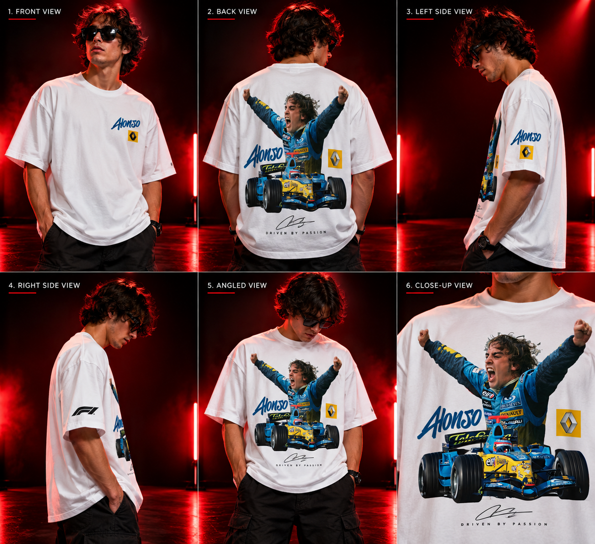 AESTRA Alonso Racing Oversized T-Shirt | Motorsport Graphic Tee | White Streetwear