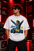 AESTRA Alonso Racing Oversized T-Shirt | Motorsport Graphic Tee | White Streetwear
