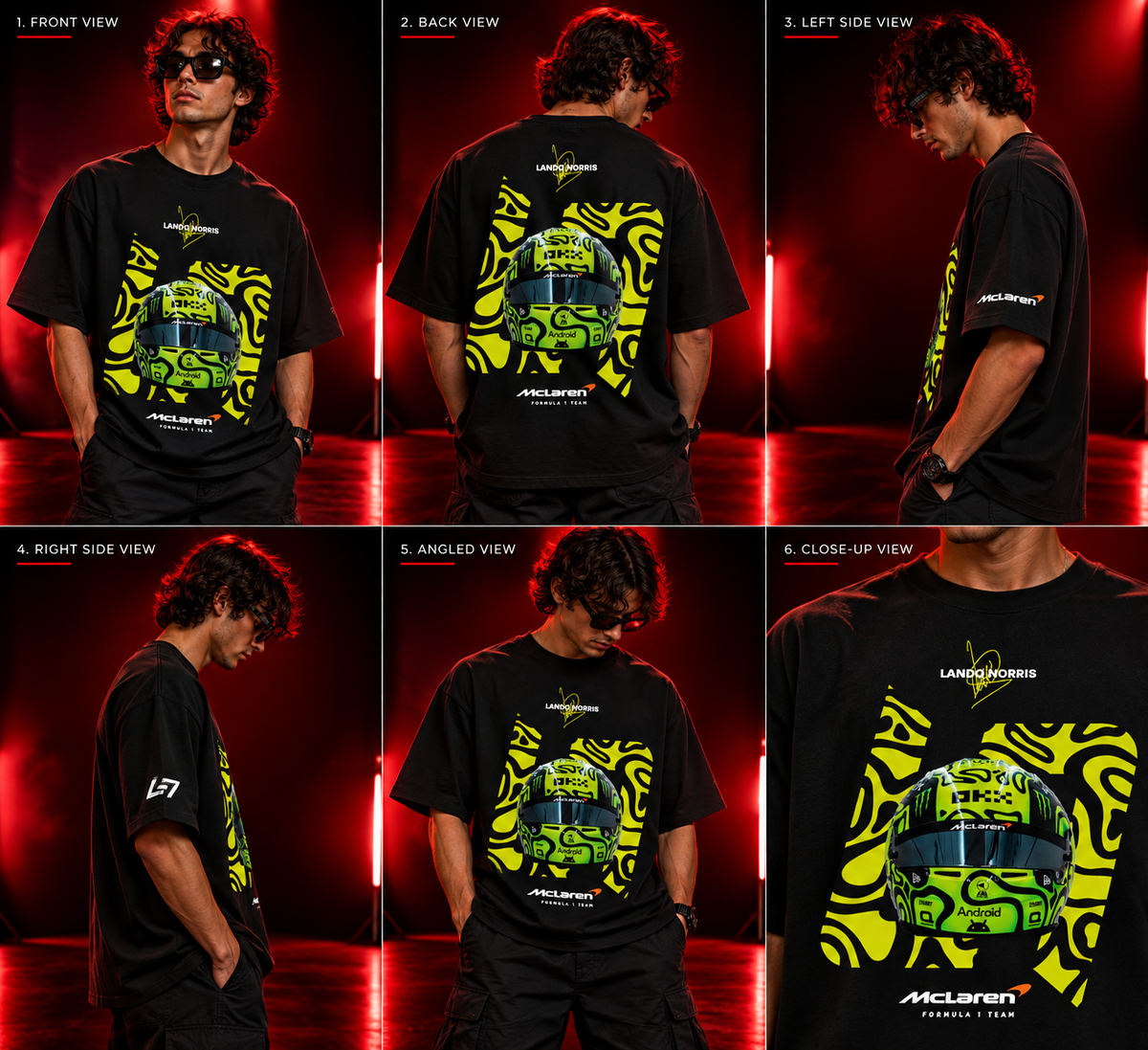 AESTRA Lando Norris Racing Oversized T-Shirt | Motorsport Graphic Tee | Black Streetwear