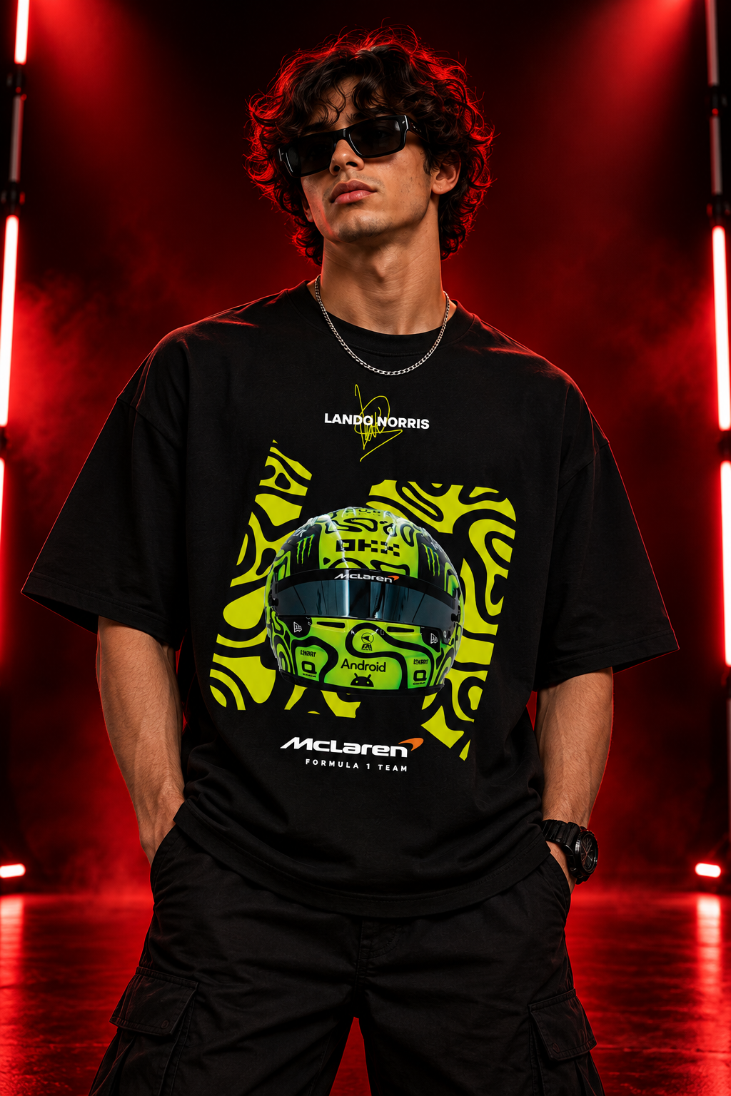 AESTRA Lando Norris Racing Oversized T-Shirt | Motorsport Graphic Tee | Black Streetwear