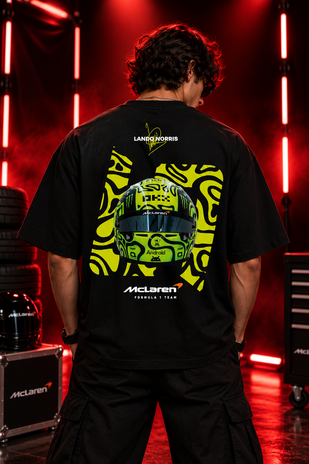 AESTRA Lando Norris Racing Oversized T-Shirt | Motorsport Graphic Tee | Black Streetwear