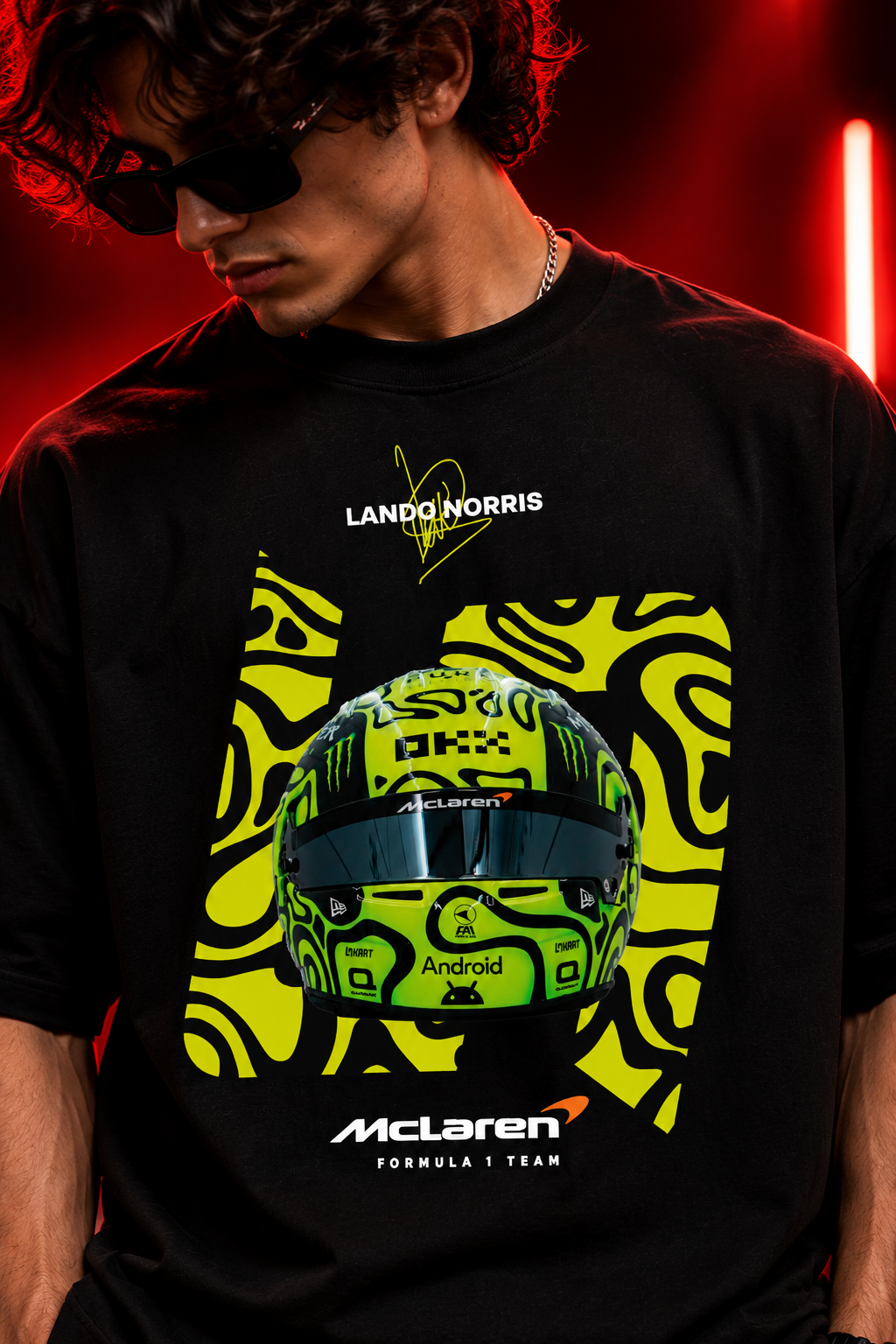 AESTRA Lando Norris Racing Oversized T-Shirt | Motorsport Graphic Tee | Black Streetwear
