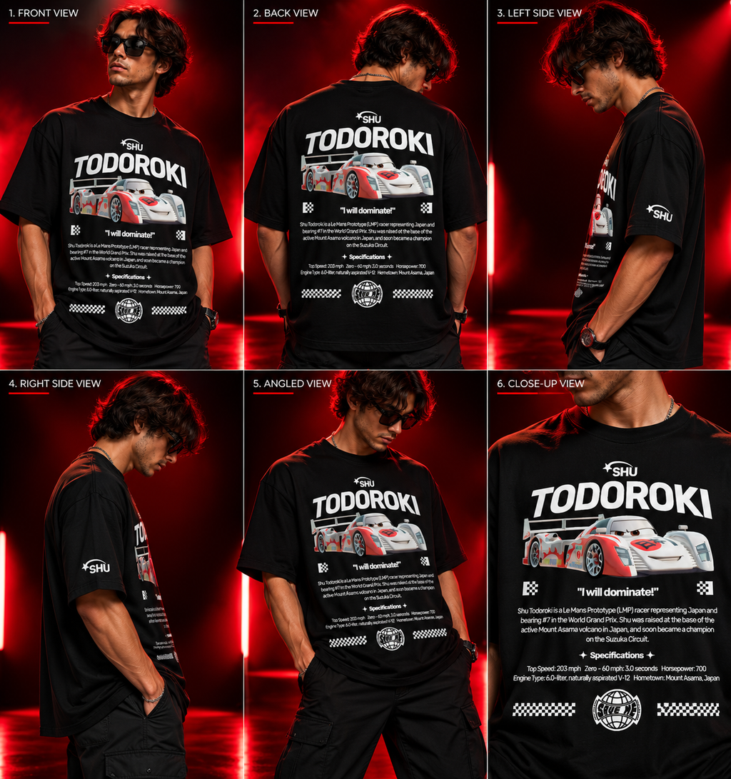 AESTRA Todoroki Racing Oversized T-Shirt | Le Mans Racing Graphic Tee | Black Streetwear