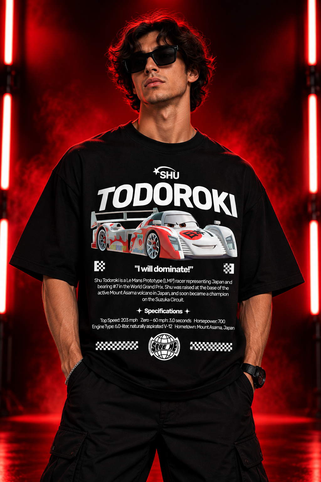 AESTRA Todoroki Racing Oversized T-Shirt | Le Mans Racing Graphic Tee | Black Streetwear