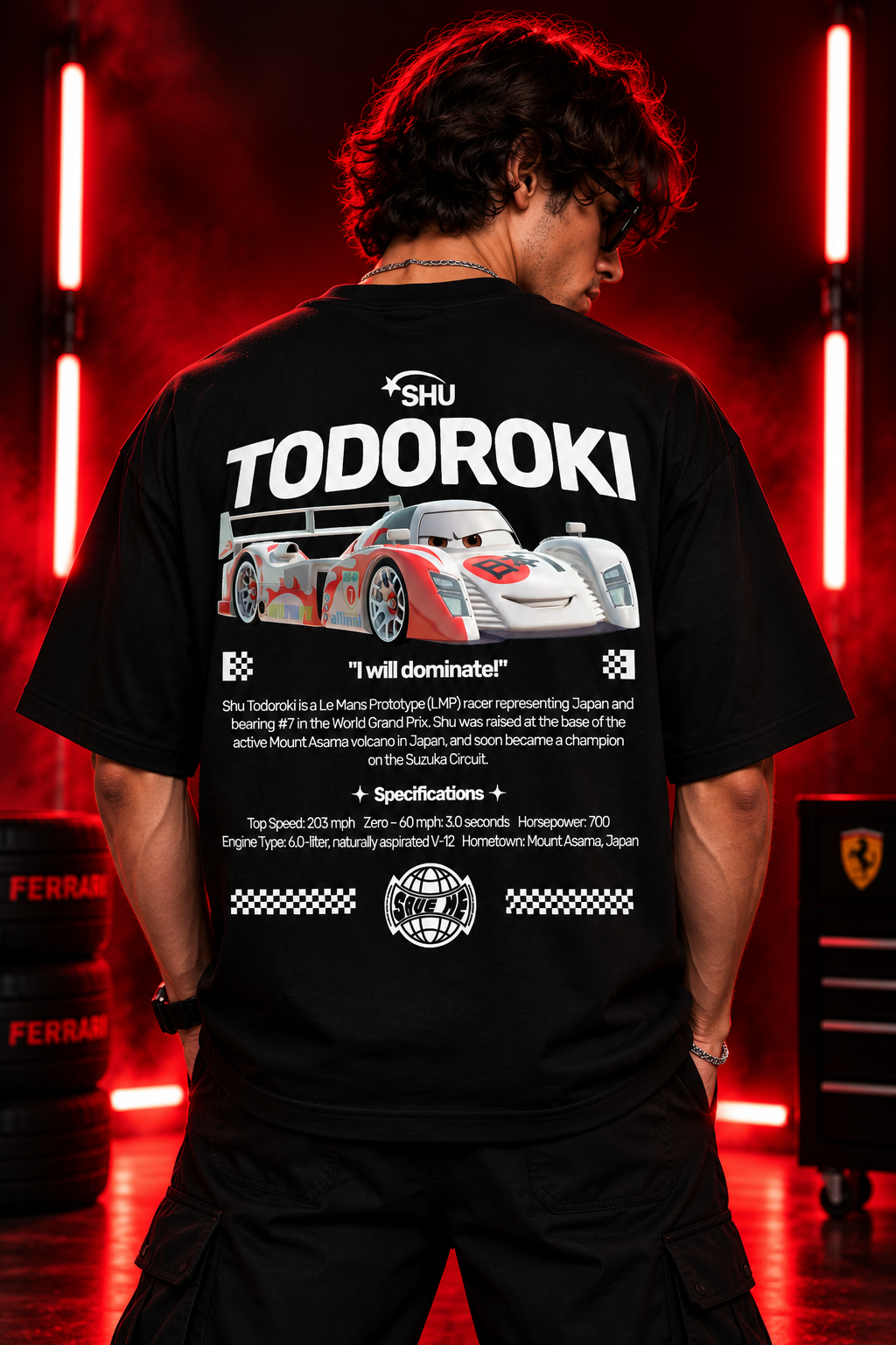 AESTRA Todoroki Racing Oversized T-Shirt | Le Mans Racing Graphic Tee | Black Streetwear