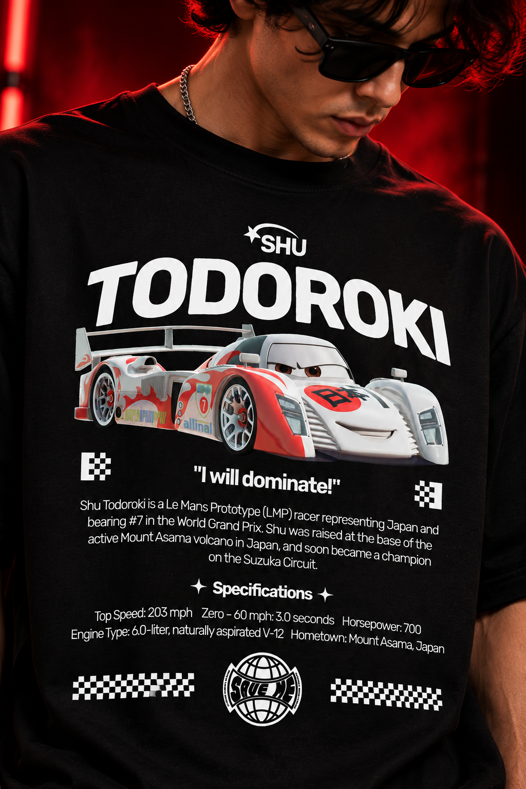 AESTRA Todoroki Racing Oversized T-Shirt | Le Mans Racing Graphic Tee | Black Streetwear