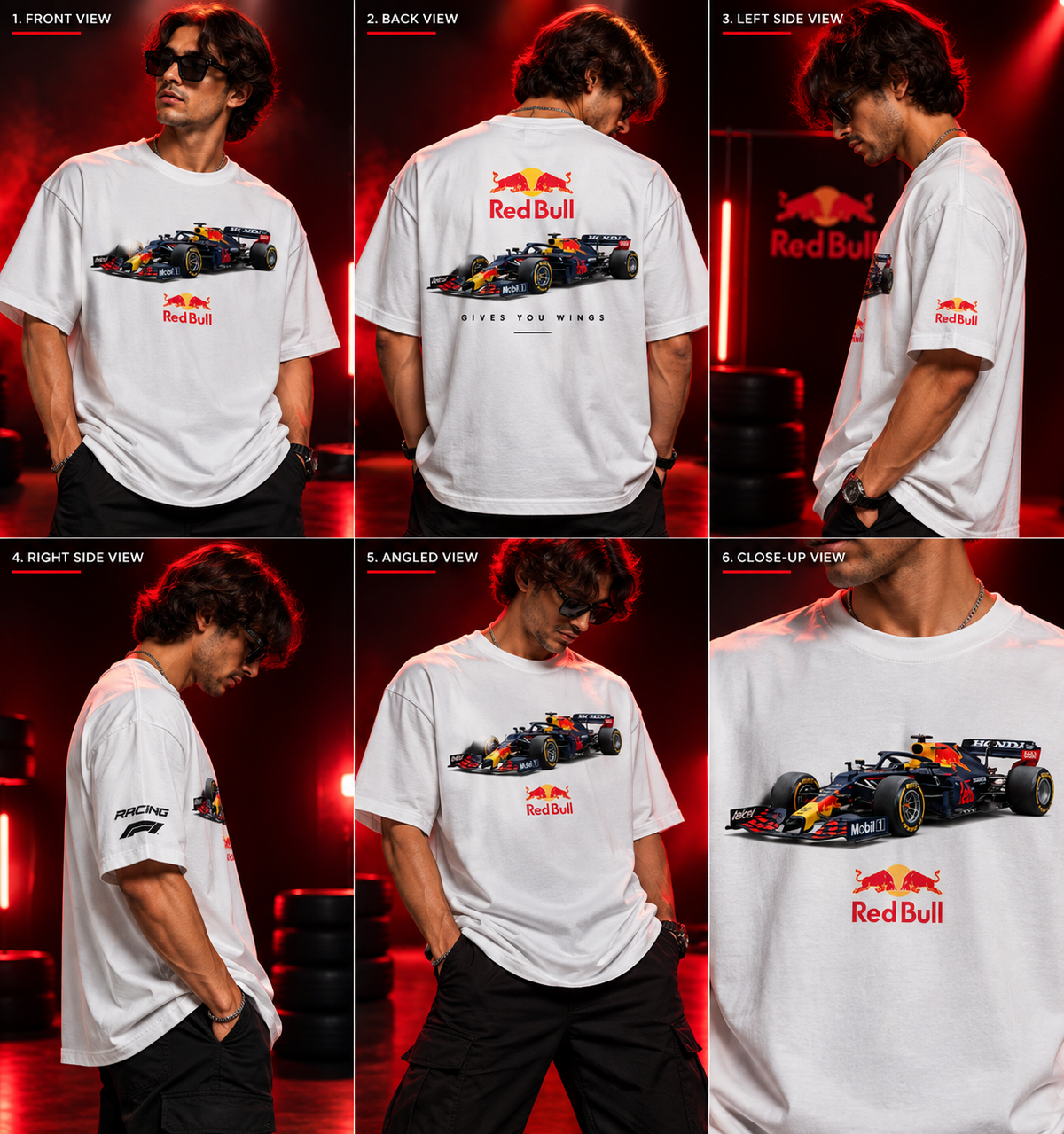 AESTRA Red Bull Racing Oversized T-Shirt | F1 Motorsport Graphic Tee | White Streetwear