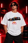 AESTRA Red Bull Racing Oversized T-Shirt | F1 Motorsport Graphic Tee | White Streetwear