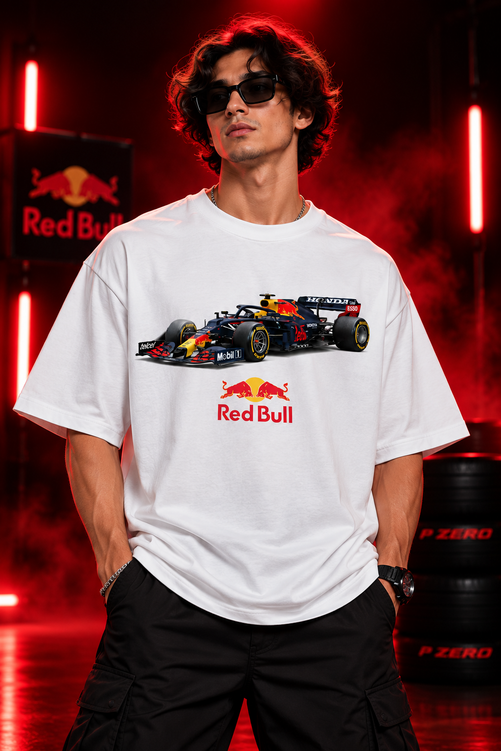 AESTRA Red Bull Racing Oversized T-Shirt | F1 Motorsport Graphic Tee | White Streetwear
