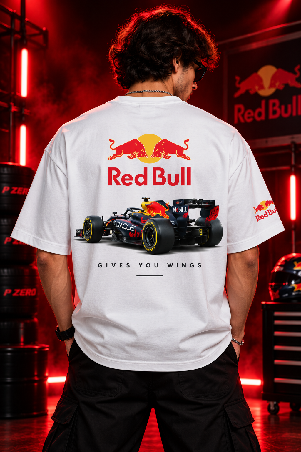 AESTRA Red Bull Racing Oversized T-Shirt | F1 Motorsport Graphic Tee | White Streetwear