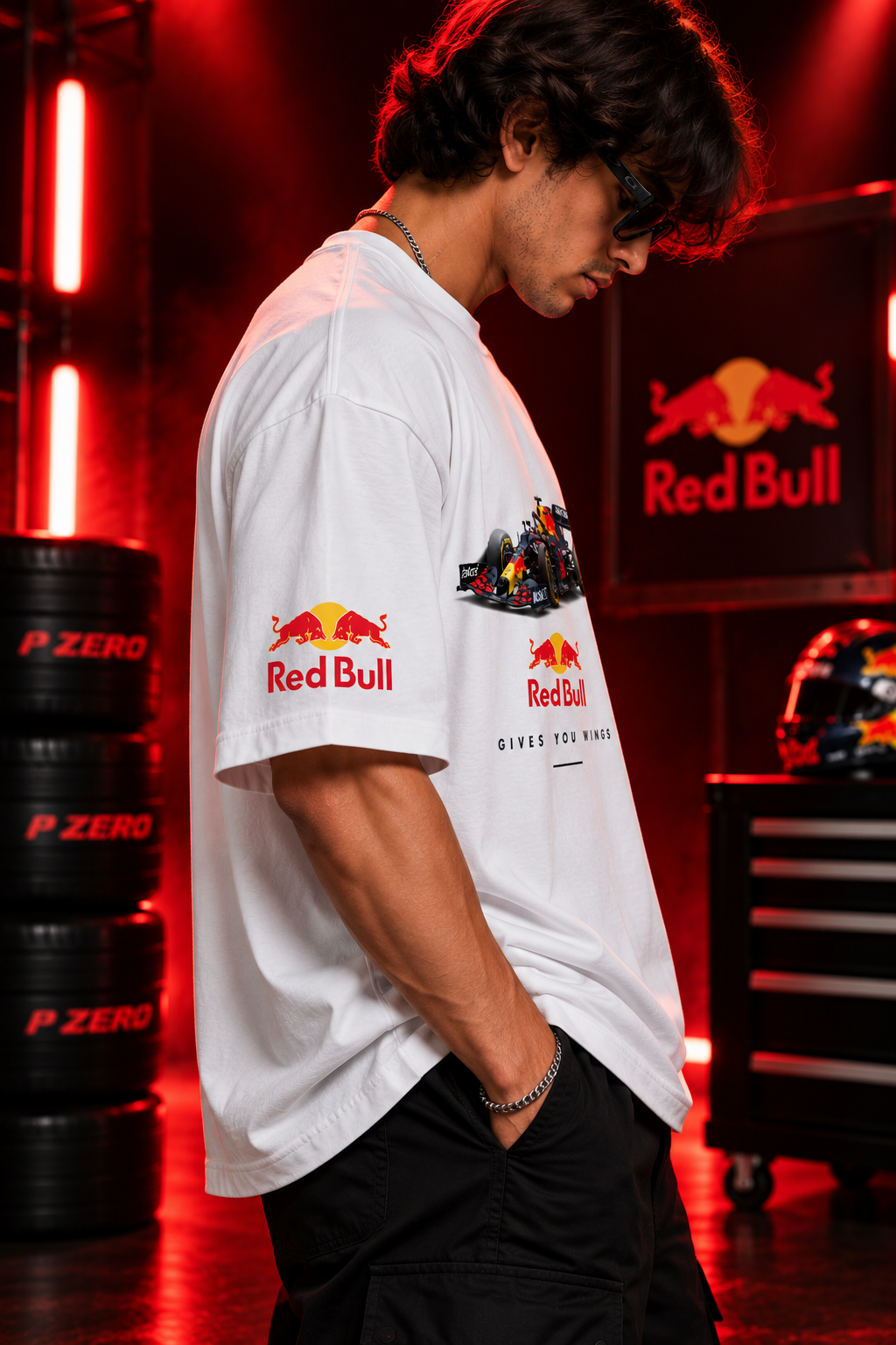 AESTRA Red Bull Racing Oversized T-Shirt | F1 Motorsport Graphic Tee | White Streetwear