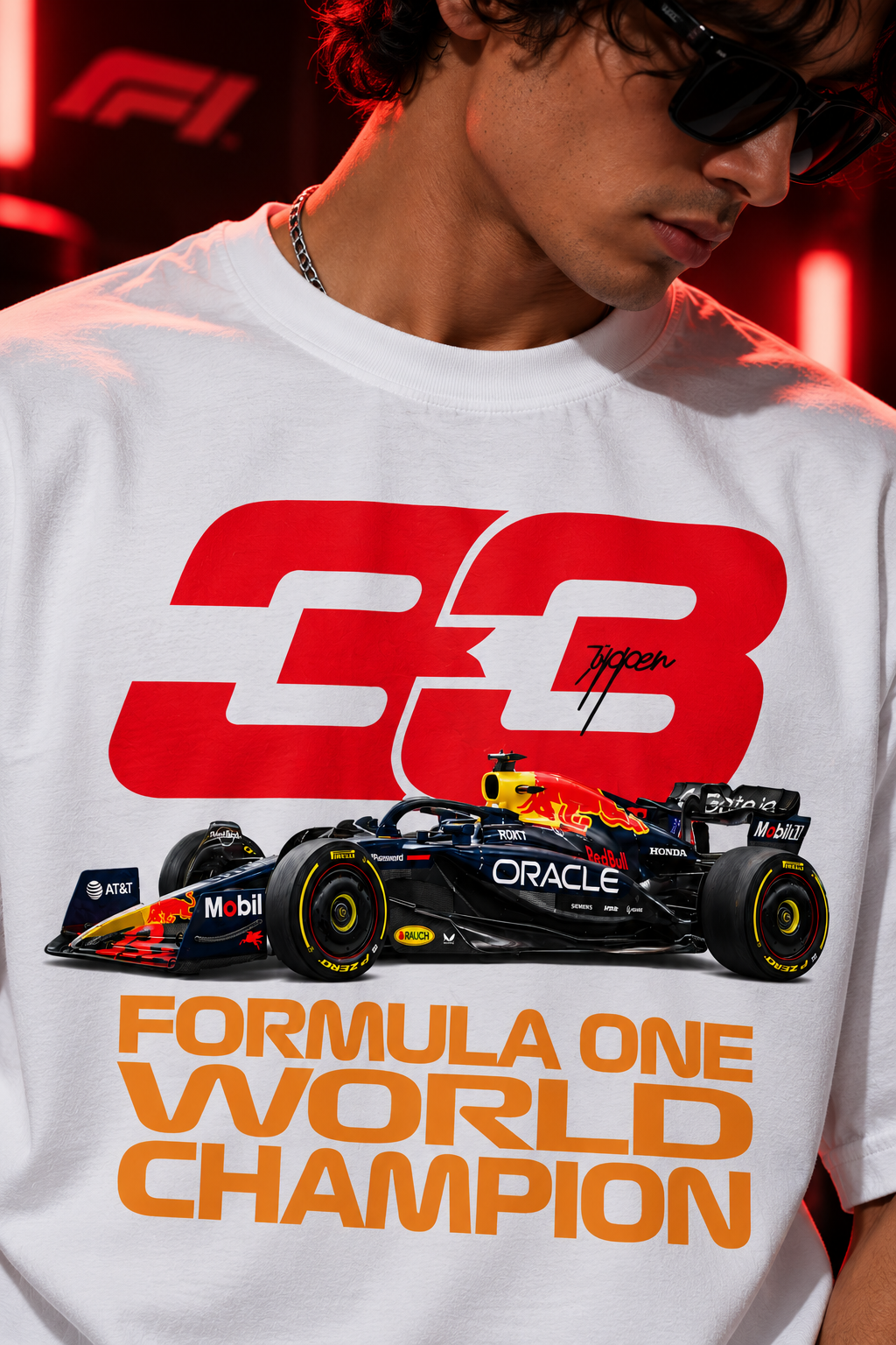 AESTRA F1 Champion Oversized T-Shirt | Formula One Racing Graphic Tee | White Streetwear