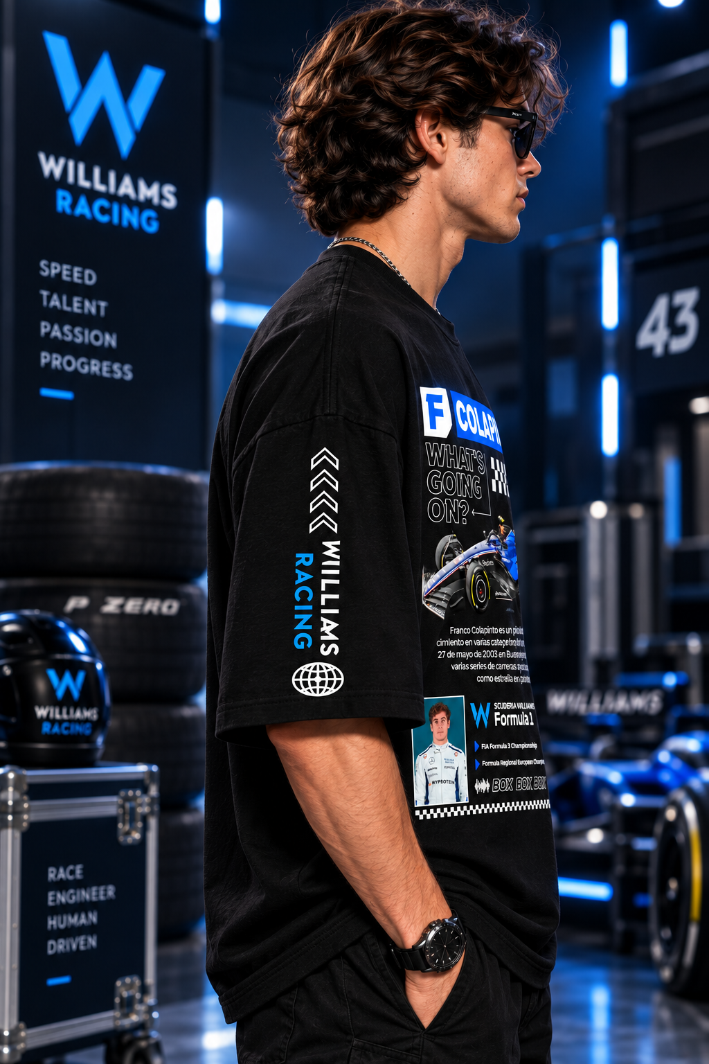 AESTRA Franco Colapinto Racing Oversized T-Shirt | F1 Motorsport Graphic Tee | Black Streetwear