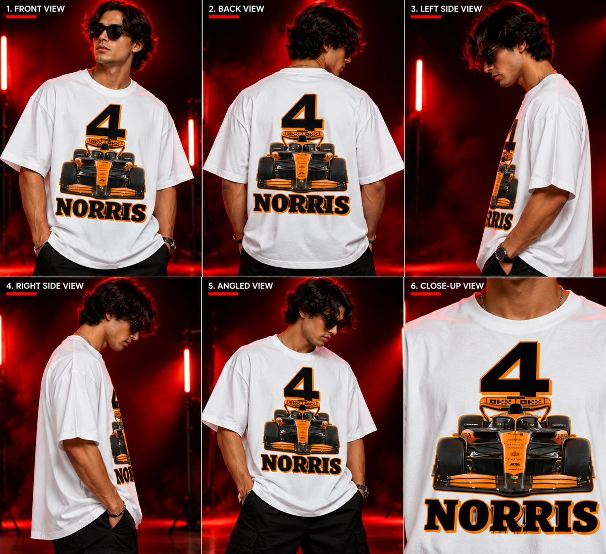 AESTRA Norris Racing Oversized T-Shirt | F1 Motorsport Graphic Tee | White Streetwear