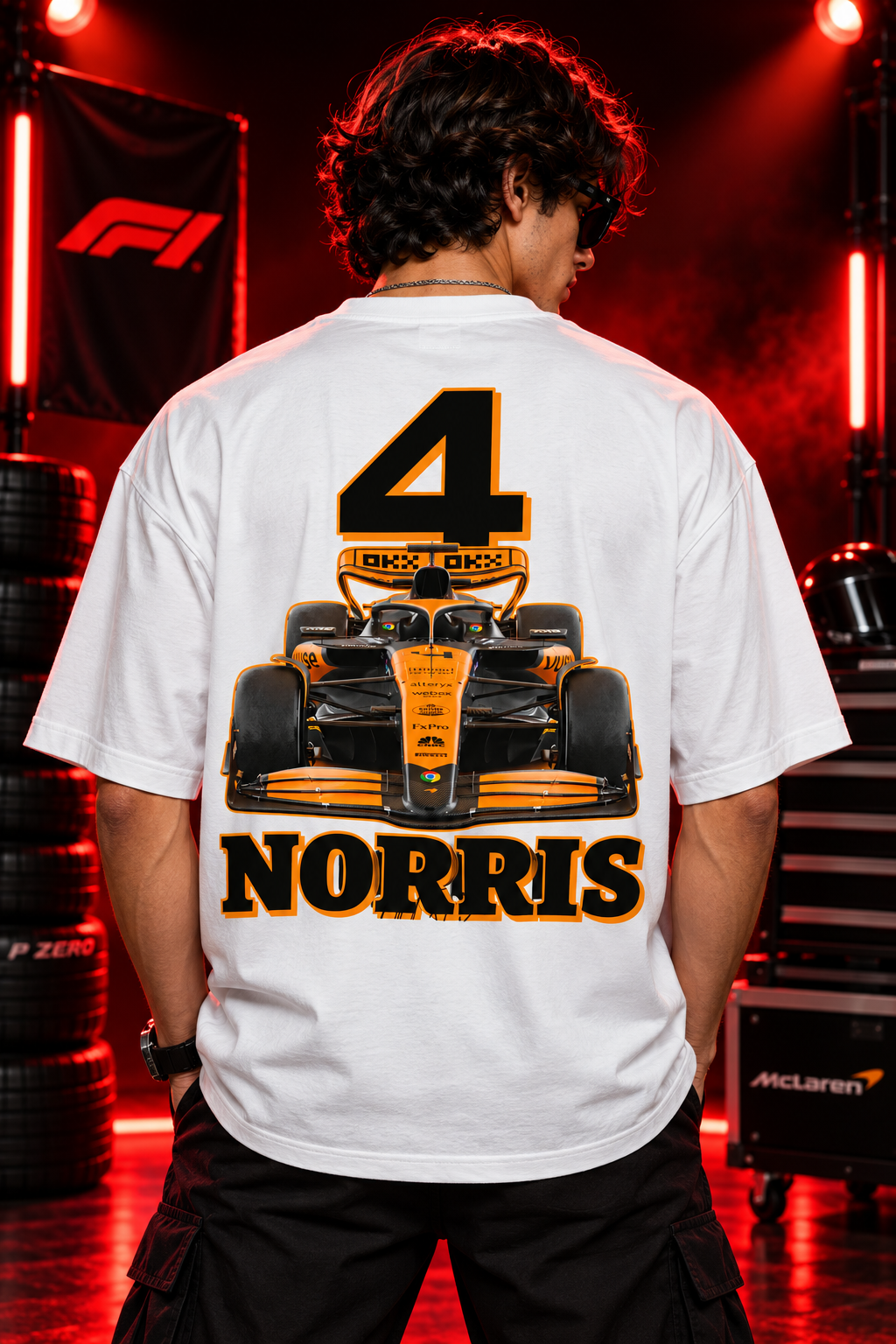 AESTRA Norris Racing Oversized T-Shirt | F1 Motorsport Graphic Tee | White Streetwear