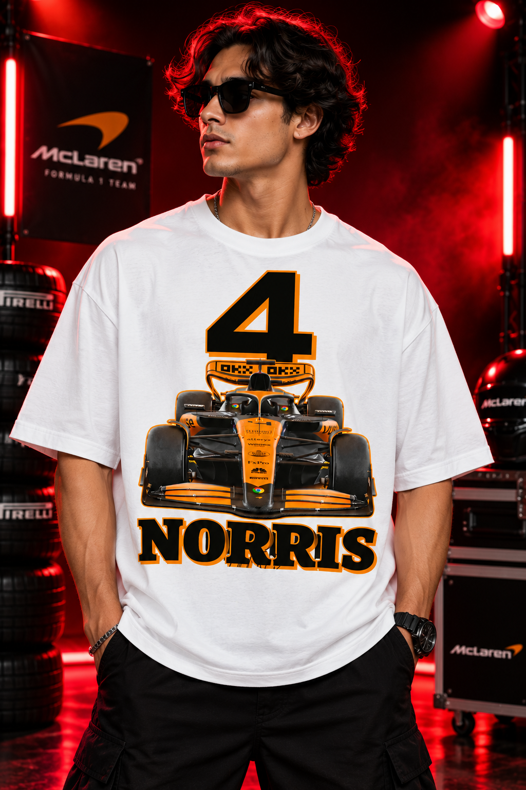 AESTRA Norris Racing Oversized T-Shirt | F1 Motorsport Graphic Tee | White Streetwear