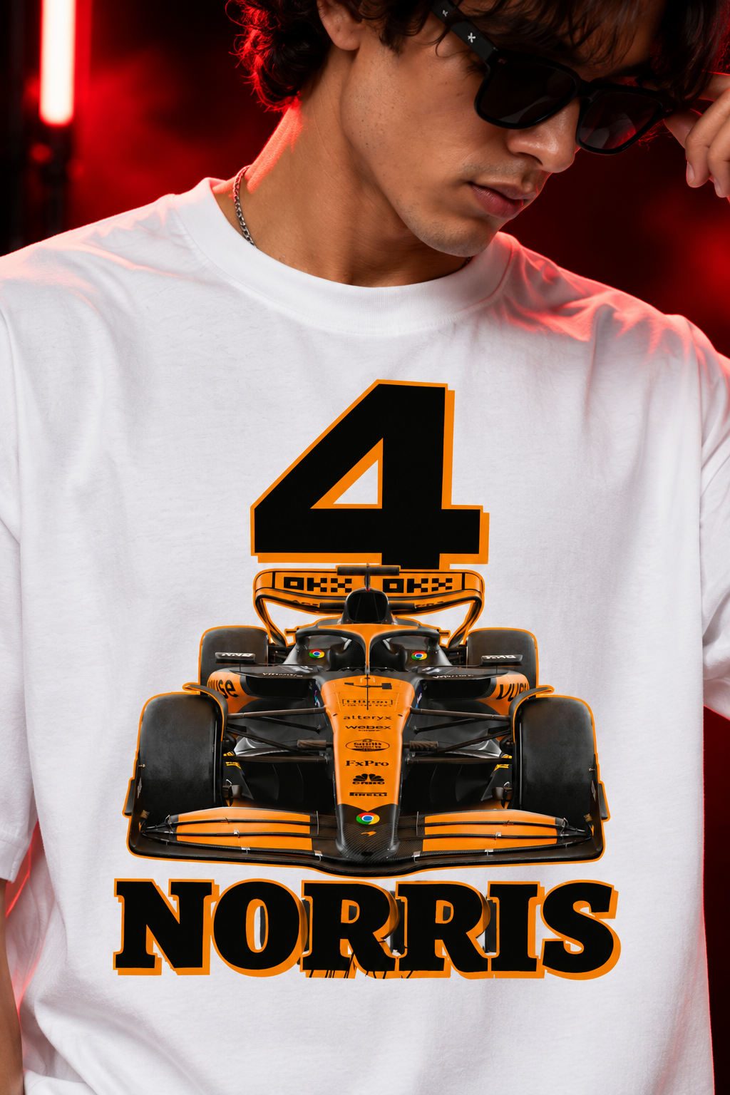 AESTRA Norris Racing Oversized T-Shirt | F1 Motorsport Graphic Tee | White Streetwear