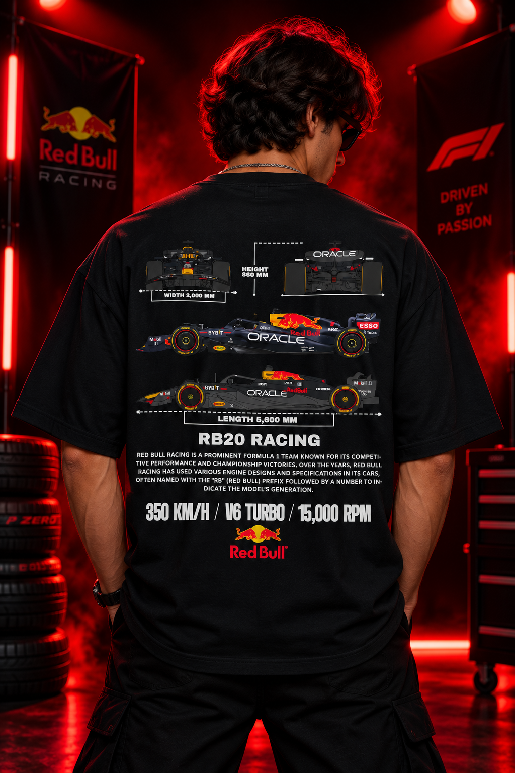 AESTRA RB20 Racing Oversized T-Shirt | F1 Motorsport Graphic Tee | Black Streetwear