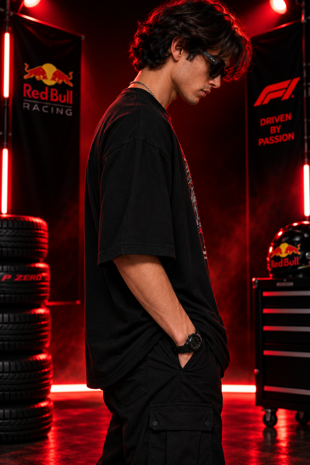 AESTRA Red Bull Racing RB19 Oversized T-Shirt | F1 Motorsport Graphic Tee | Black Streetwear