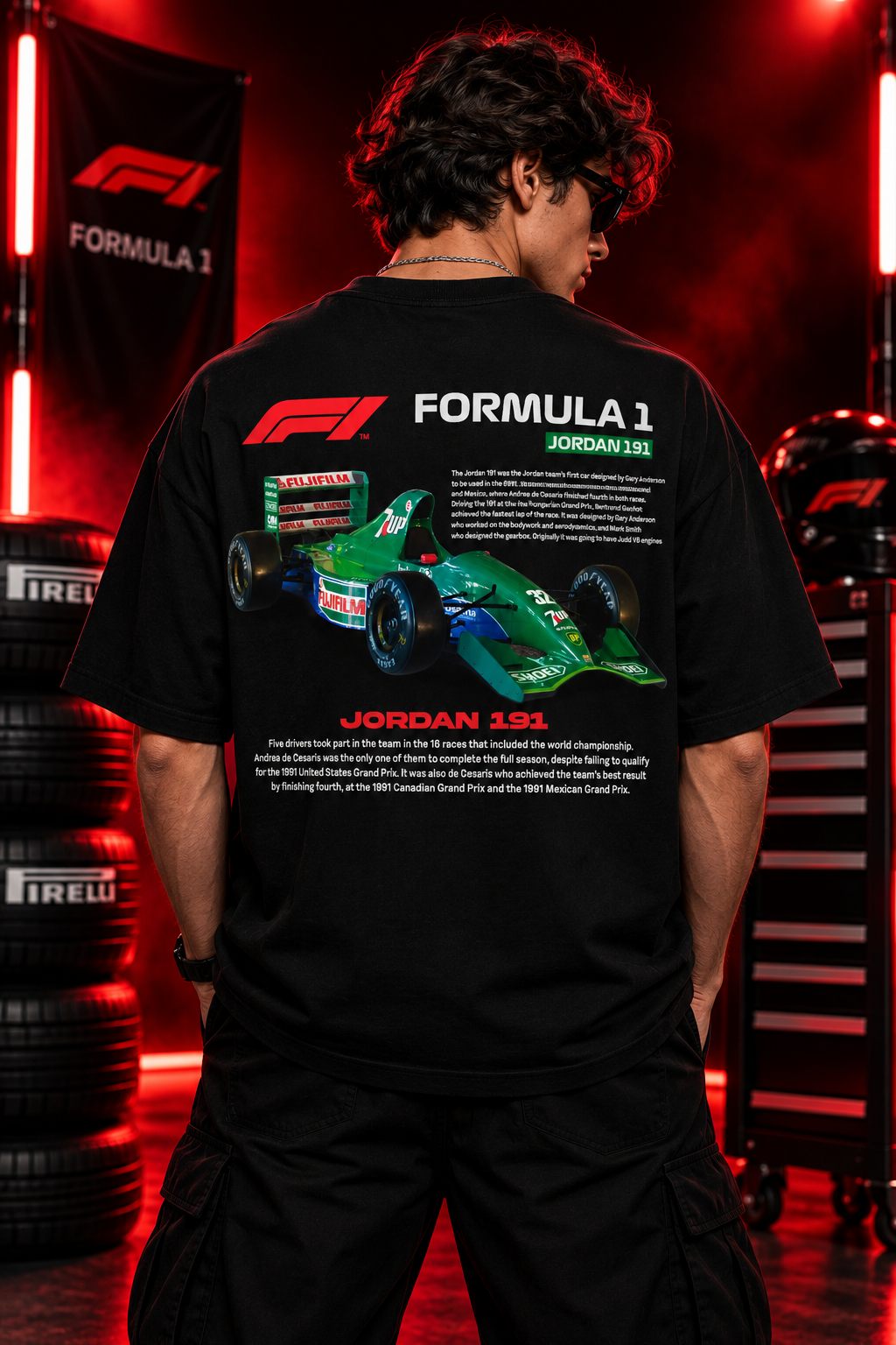 AESTRA Jordan 191 Racing Oversized T-Shirt | F1 Motorsport Graphic Tee | Black Streetwear