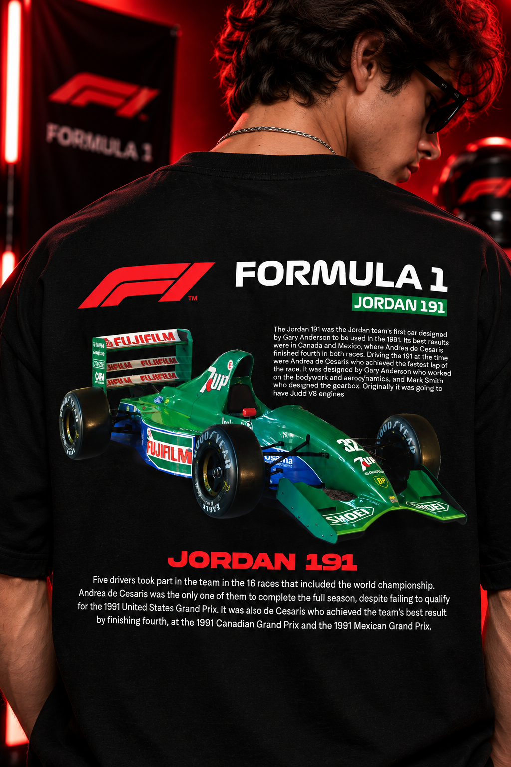 AESTRA Jordan 191 Racing Oversized T-Shirt | F1 Motorsport Graphic Tee | Black Streetwear